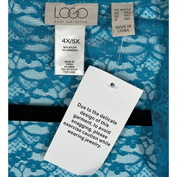 LOGO by Lori Goldstein Women's Lace Open Shrug Cover Top Sz 4X / 5X Blue A397997 - Picture 6 of 10